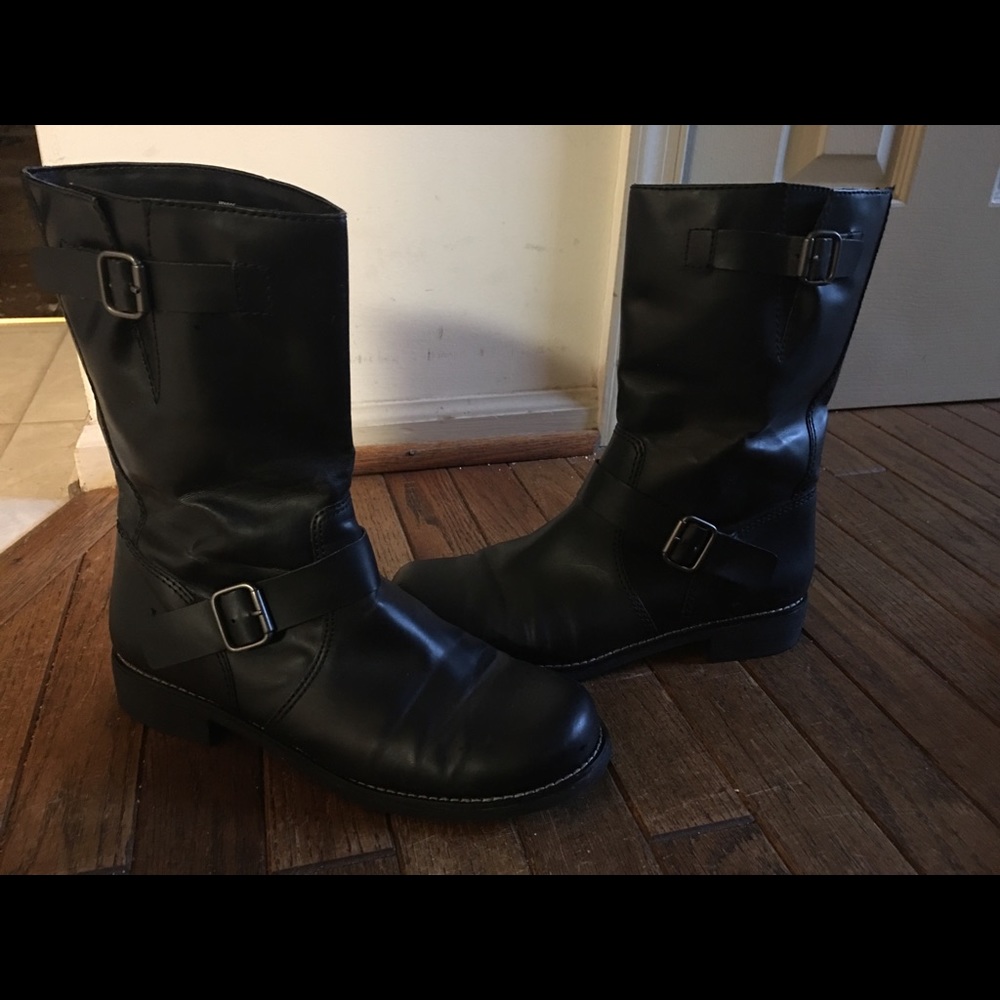 Mid calf black boots